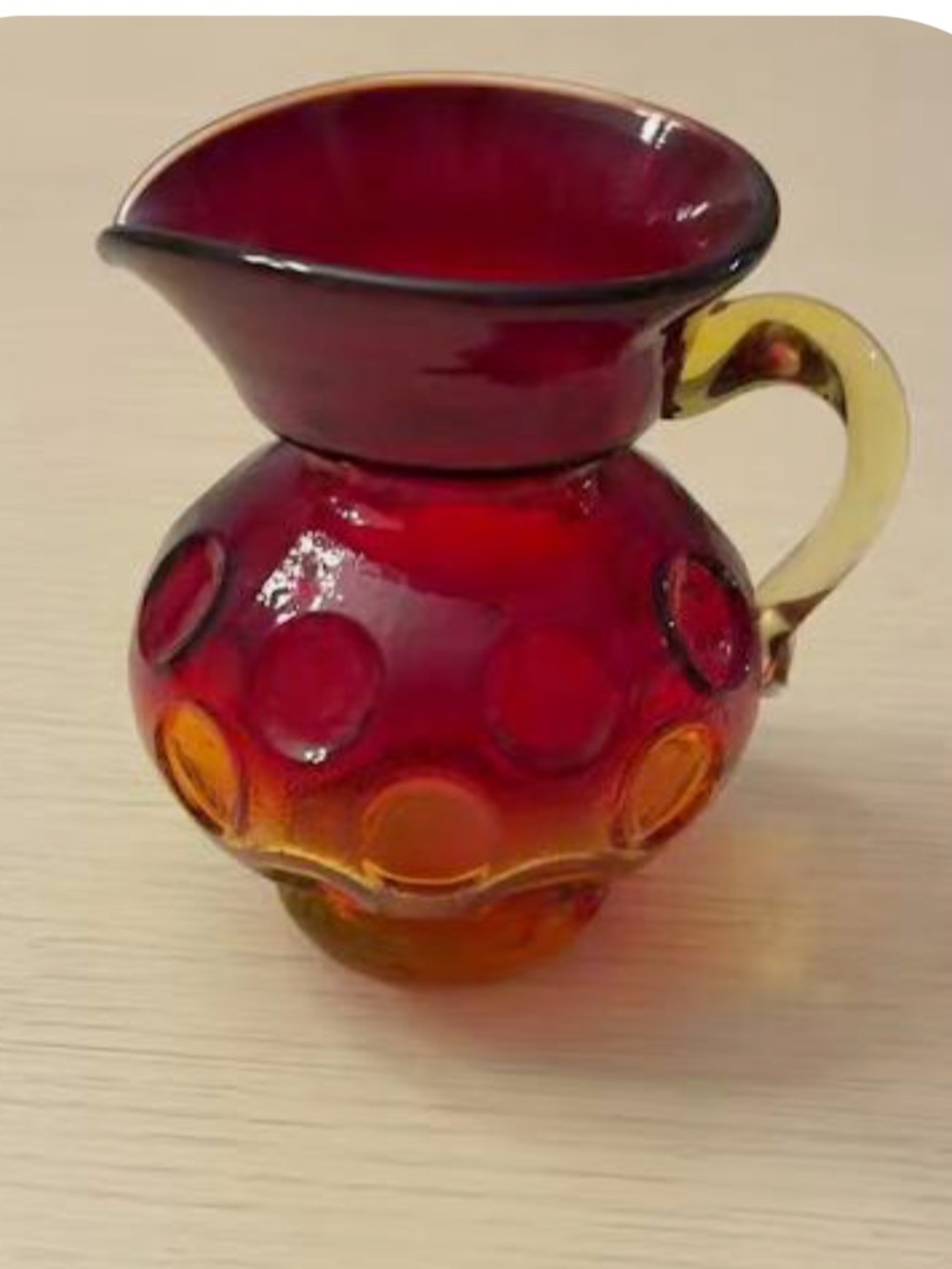 Vintage Amberina art glass mini pitcher or creamer